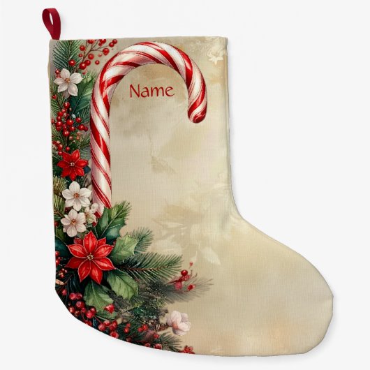 Candy Cane Christmas Holiday Stocking Grote Kerstsok (Voorkant)