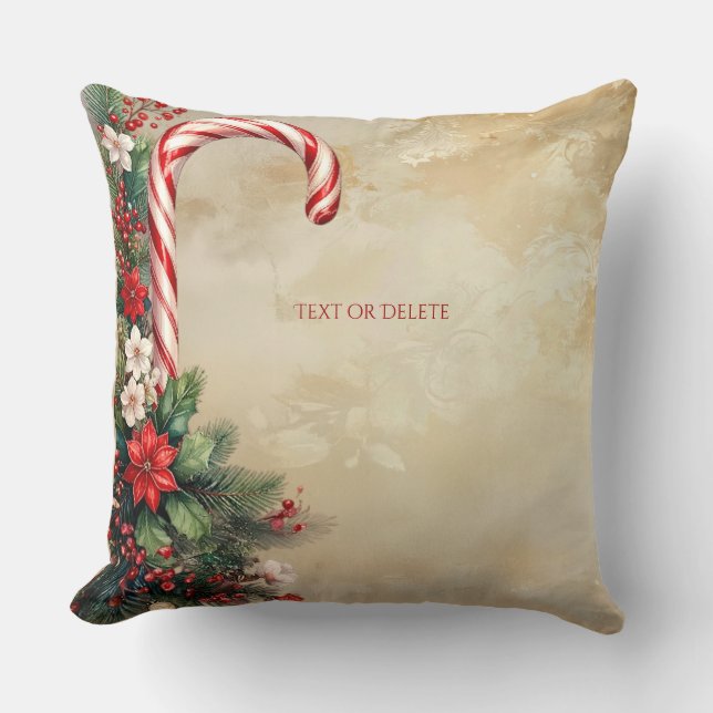 Candy Cane Christmas Holiday Throw Pillow Kussen (Voorkant)