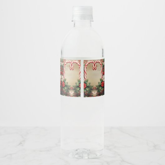 Candy Cane Christmas Holiday Water Bottle Label Waterfles Etiket (Achterkant)