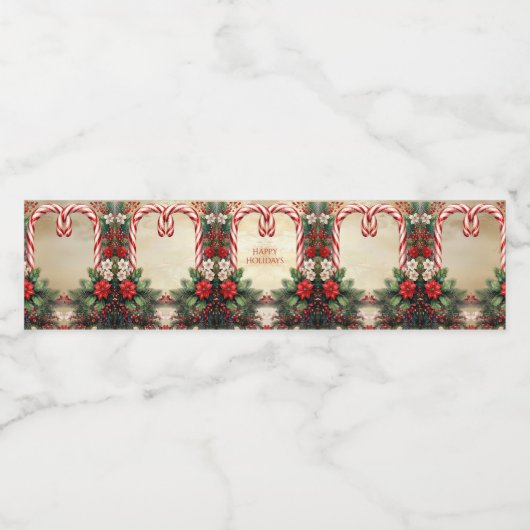 Candy Cane Christmas Holiday Water Bottle Label Waterfles Etiket (Enkel label)