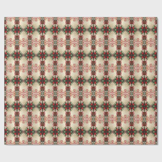 Candy Cane Christmas Holiday Wrapping Paper Cadeaupapier (Vlak)