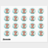 Candy Cane Christmas "I" Sticker, feestelijke stre Ronde Sticker (Vel)