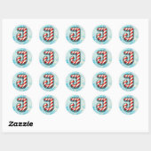 Candy Cane Christmas "J" Sticker, feestelijke stre Ronde Sticker (Vel)
