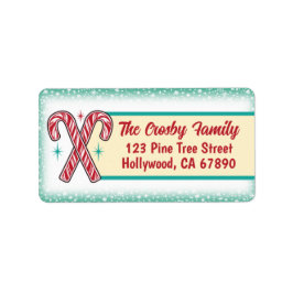Candy Cane Christmas Kaart Adresetiketten 2 Etiket
