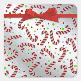 Candy Cane Christmas Kaart Envelope Vierkante Sticker