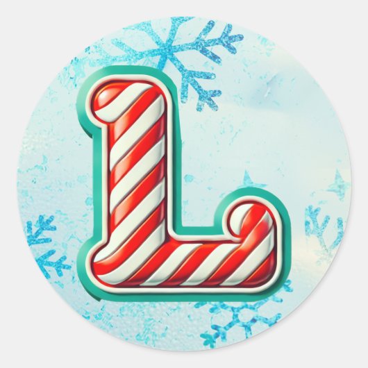 Candy Cane Christmas "L" Sticker, feestelijke stre Ronde Sticker (Voorkant)