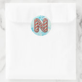 Candy Cane Christmas "N" Sticker, feestelijke stre Ronde Sticker (Tas)