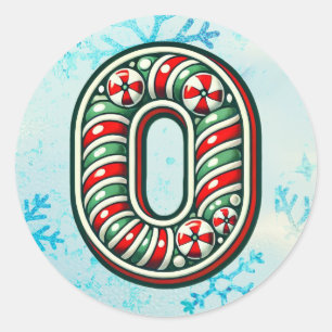 Candy Cane Christmas "O" Sticker, feestelijke stre Ronde Sticker