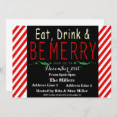 Candy Cane Christmas Party Invitation Sjabloon Kaart (Voorkant / Achterkant)