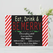 Candy Cane Christmas Party Invitation Sjabloon Kaart (Staand voorkant)