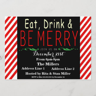 Candy Cane Christmas Party Invitation Sjabloon Kaart