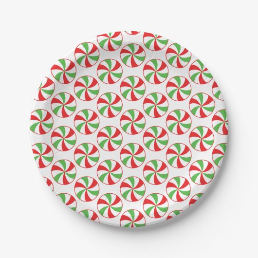Candy Cane Christmas Party Paper Plates Papieren Bordje (Voorkant)