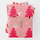 Candy Cane Christmas Pink Tree Doodle Inpakpapier Vel (In situ)