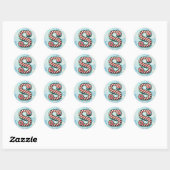 Candy Cane Christmas "S" Sticker, feestelijke stre Ronde Sticker (Vel)