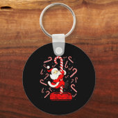 Candy Cane Christmas Santa Funny Lights Xmas Men W Sleutelhanger (Voorkant)