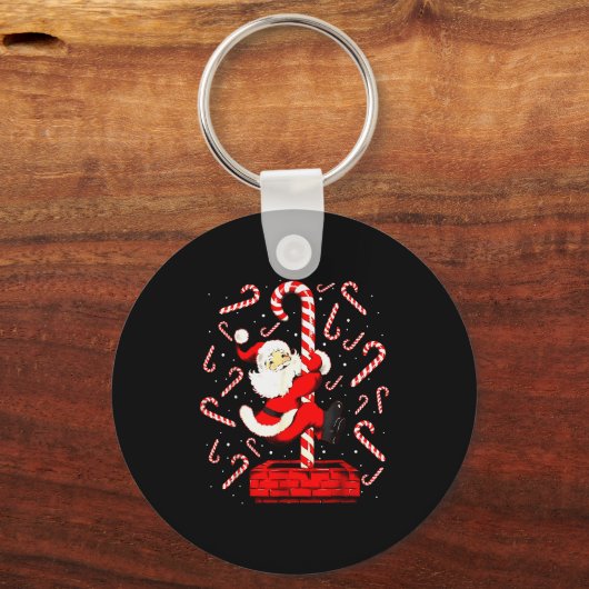 Candy Cane Christmas Santa Funny Lights Xmas Men W Sleutelhanger (Voorkant)