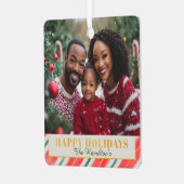 Candy Cane Christmas Square Foto Ornament (Voorkant links)