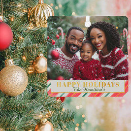 Candy Cane Christmas Square Foto Ornament