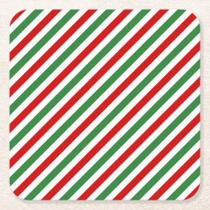 Candy Cane Christmas Stripes Rood Groen Kartonnen Onderzetters