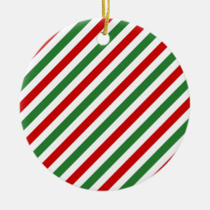 Candy Cane Christmas Stripes Rood Groen Keramisch Ornament