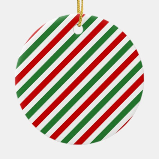 Candy Cane Christmas Stripes Rood Groen Keramisch Ornament (Voorkant)