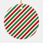 Candy Cane Christmas Stripes Rood Groen Keramisch Ornament (Achterkant)