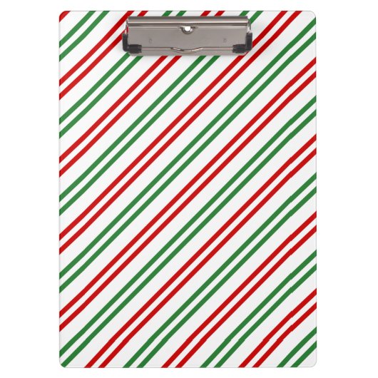 Candy Cane Christmas Stripes Rood Groen Klembord (Voorkant)