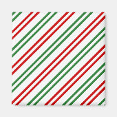 Candy Cane Christmas Stripes Rood Groen Magneet (Voorkant)
