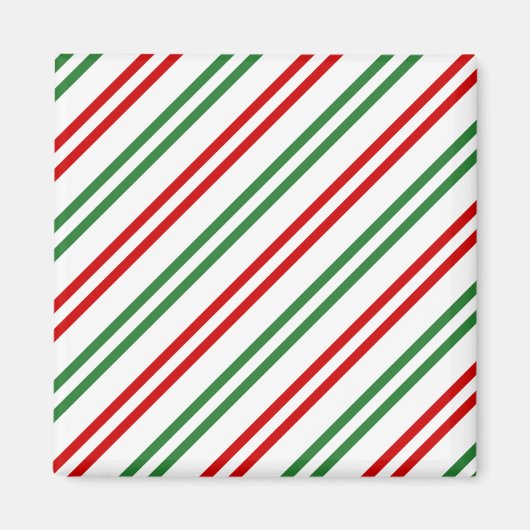 Candy Cane Christmas Stripes Rood Groen Magneet (Voorkant)