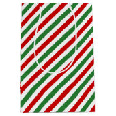 Candy Cane Christmas Stripes Rood Groen Medium Cadeauzakje (Voorkant)