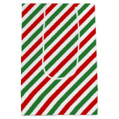 Candy Cane Christmas Stripes Rood Groen Medium Cadeauzakje (Achterkant)