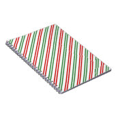Candy Cane Christmas Stripes Rood Groen Notitieboek (Rechterzijde)