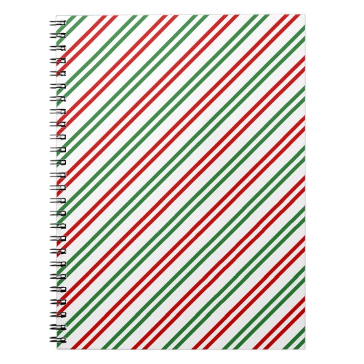 Candy Cane Christmas Stripes Rood Groen Notitieboek (Voorkant)