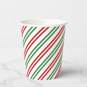Candy Cane Christmas Stripes Rood Groen Papieren Bekers (Links)