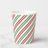 Candy Cane Christmas Stripes Rood Groen Papieren Bekers (Rechts)