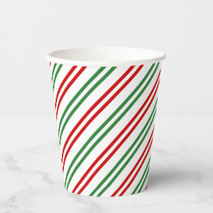 Candy Cane Christmas Stripes Rood Groen Papieren Bekers