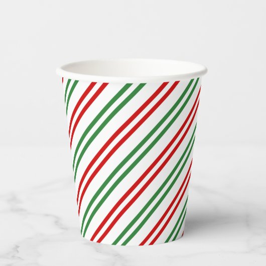 Candy Cane Christmas Stripes Rood Groen Papieren Bekers (Voorkant)