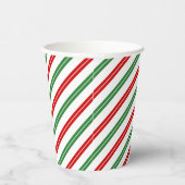 Candy Cane Christmas Stripes Rood Groen Papieren Bekers (Rechts)