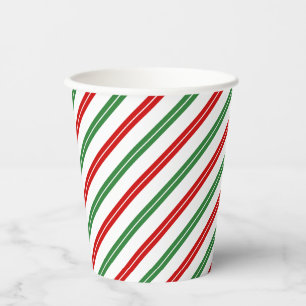 Candy Cane Christmas Stripes Rood Groen Papieren Bekers