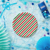 Candy Cane Christmas Stripes Rood Groen Papieren Bordje (Feest)