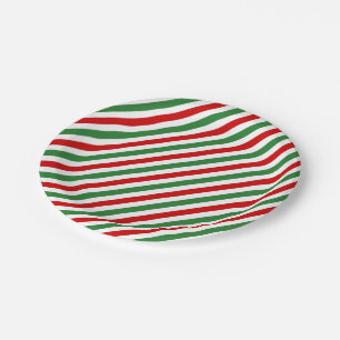 Candy Cane Christmas Stripes Rood Groen Papieren Bordje