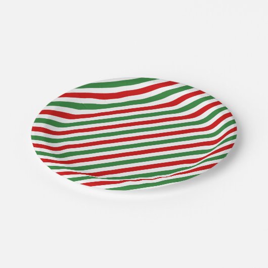 Candy Cane Christmas Stripes Rood Groen Papieren Bordje (Gekanteld)