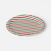 Candy Cane Christmas Stripes Rood Groen Papieren Bordje (Gekanteld)