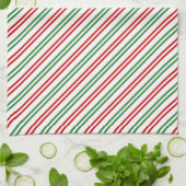 Candy Cane Christmas Stripes Rood Groen Theedoek (Gevouwen)