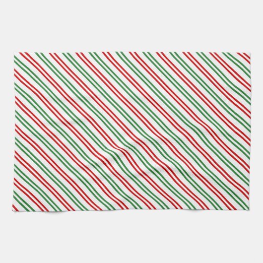 Candy Cane Christmas Stripes Rood Groen Theedoek (Horizontaal)