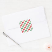 Candy Cane Christmas Stripes Rood Groen Vierkante Sticker (Envelop)