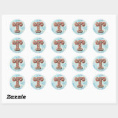 Candy Cane Christmas "T" Sticker, feestelijke stre Ronde Sticker (Vel)