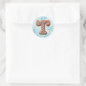 Candy Cane Christmas "T" Sticker, feestelijke stre Ronde Sticker (Tas)