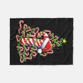 Candy Cane Christmas Tree Lights Santa Fleece Deken (Voorkant (Horizontaal))