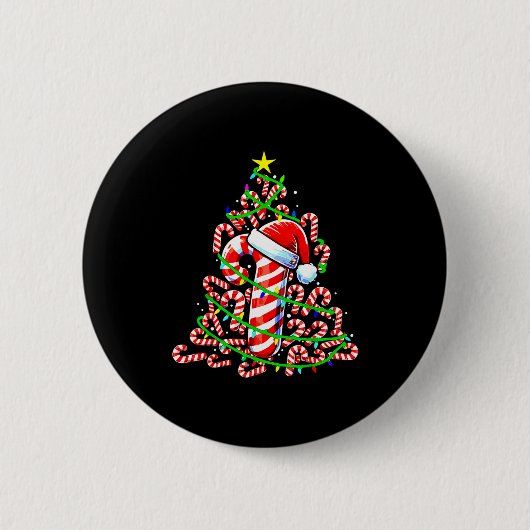 Candy Cane Christmas Tree Lights Santa Ronde Button 5,7 Cm (Voorkant)